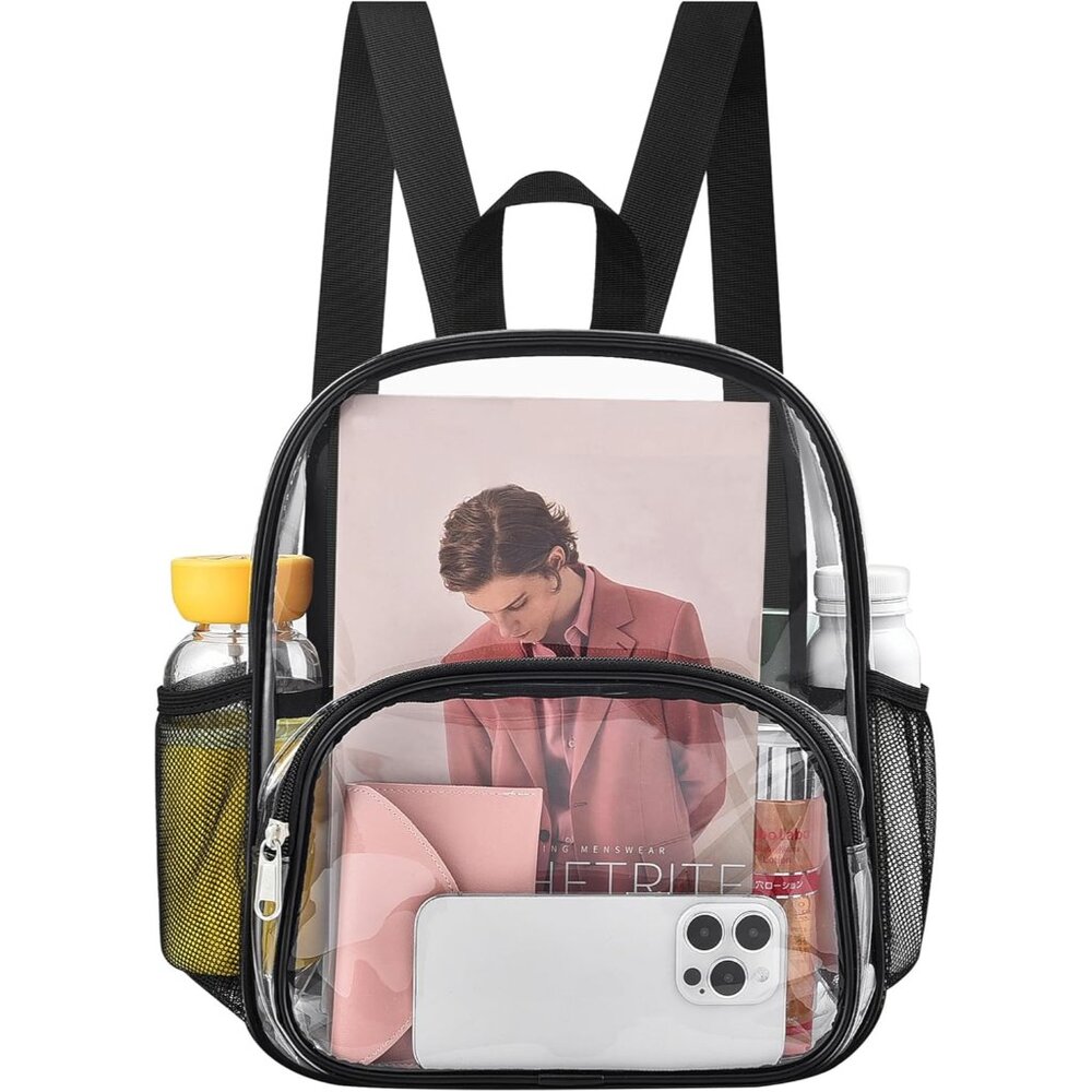 Clear Backpack for Stadium Events Clear Backpack 12x12x6 with Front Pocket for C
